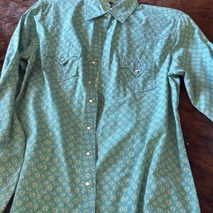 Women's Aqua Floral Button-Down Shirt